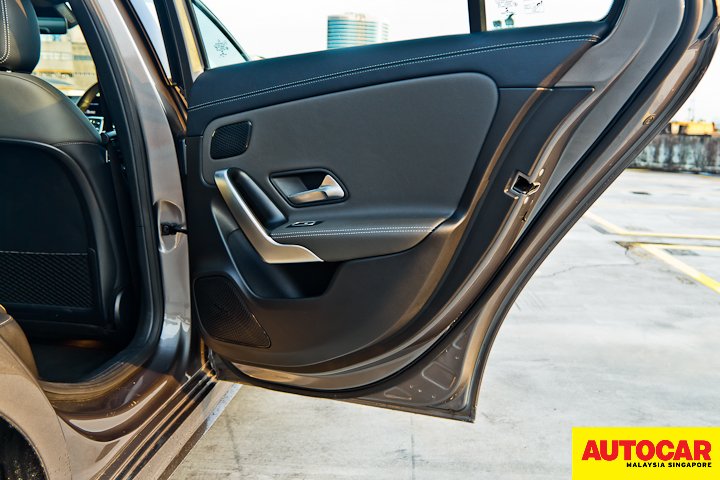 An image of the Mercedes-Benz A250 Sedan AMG interior rear right passenger side door card bin